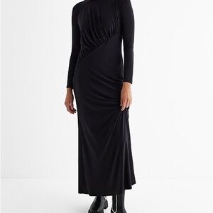 Express Black Ruched Asymmetrical Gown